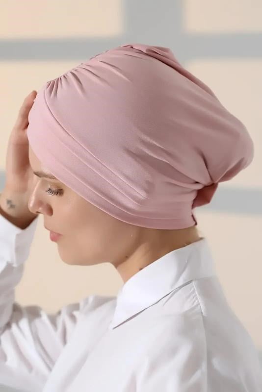 Çapraz 3 Bantlı Çift Taraflı Kadın Tesettür Bone Pembe