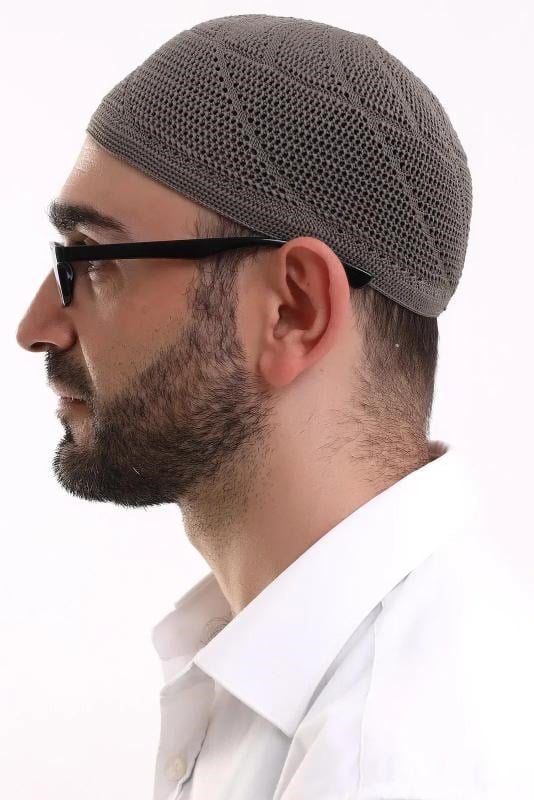 Dantel Pamuklu Triko Makine Örme Takke Açık Kahve