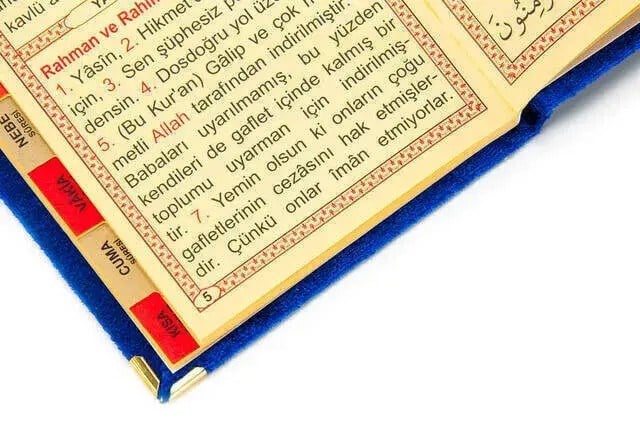 Ekonomik Kadife Kaplı Yasin Kitabı - Çanta Boy - Lacivert Renk - Dini Hediyelik