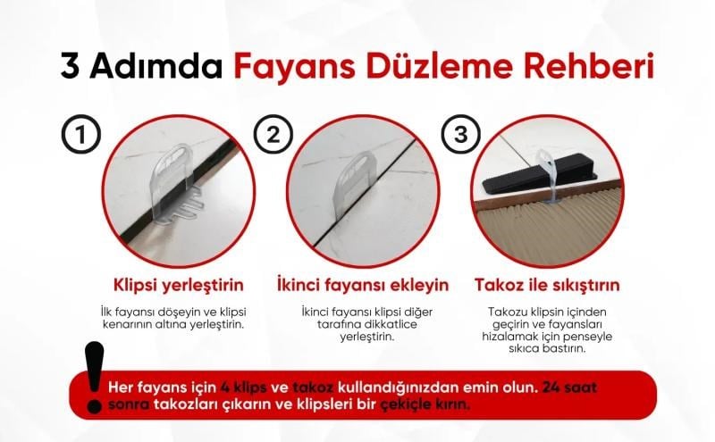 Fayans Seramik Seviye Tespit Derz Artısı Tutucu Klipsi 2 mm 200 Adet