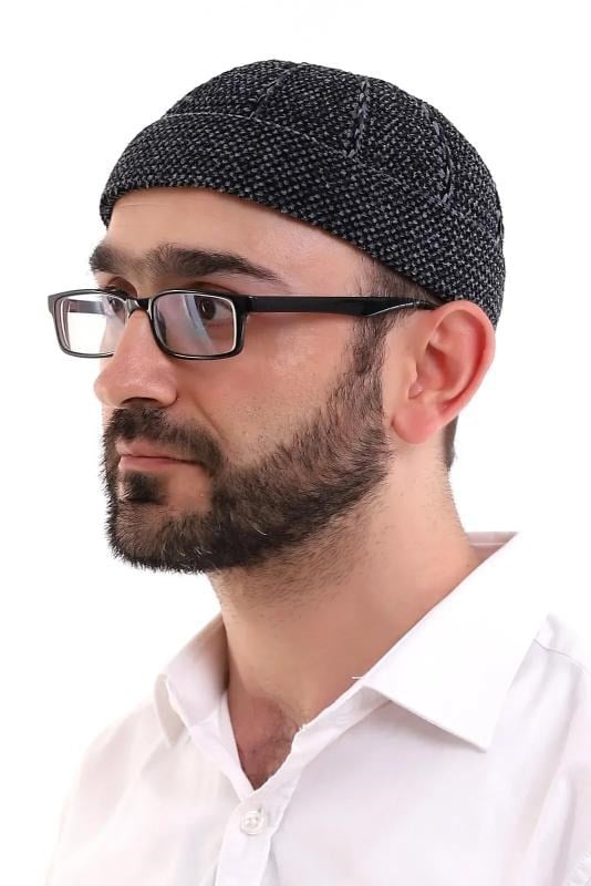 Füme Katlamalı Çift Renk Kışlık Kadife Takke
