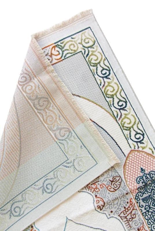 Geleneksel Desenli Hediyelik Halı Tipi Dokuma Seccade Krem