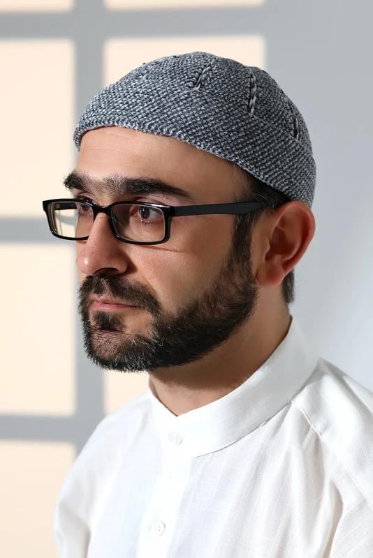 Gri Katlamalı Çift Renk Kışlık Kadife Takke