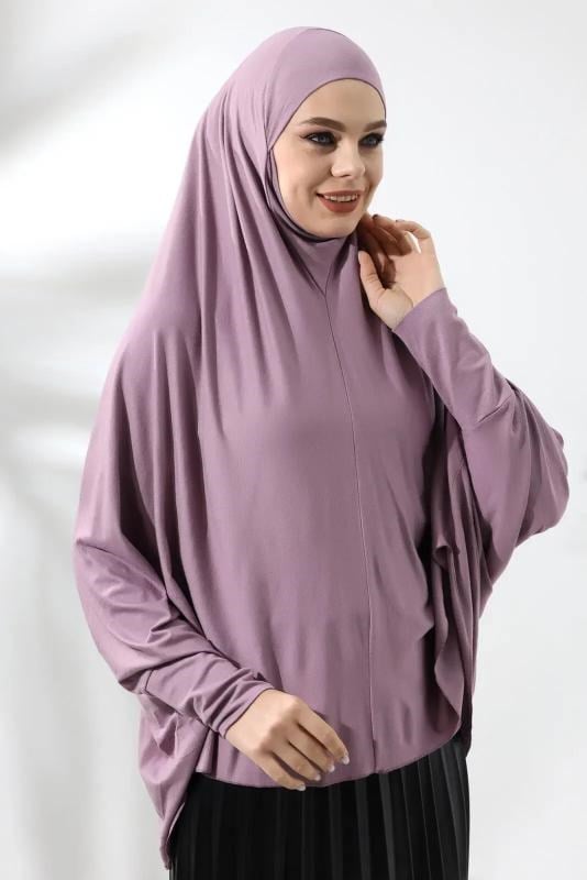 Gül Kurusu Hazır Pratik Sultanbaş Tesettür Kollu Penye Sufle Eşarp Hijab
