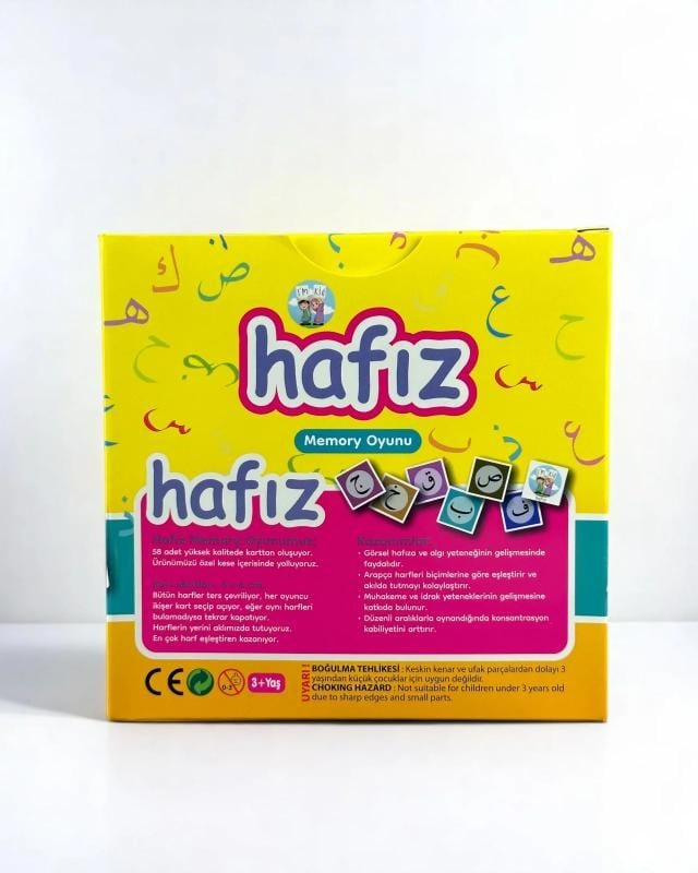 Hafız Memory Oyunu – Dini Eğitici Arapça Harf Eşleştirme Oyun Seti (58 Kart)