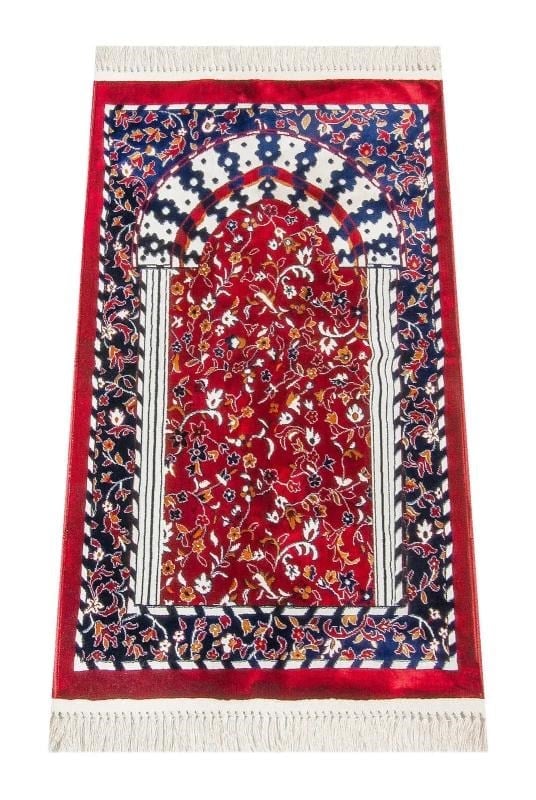 Hali Tipi Dokuma Ravza Desenli Seccade - Kırmızı