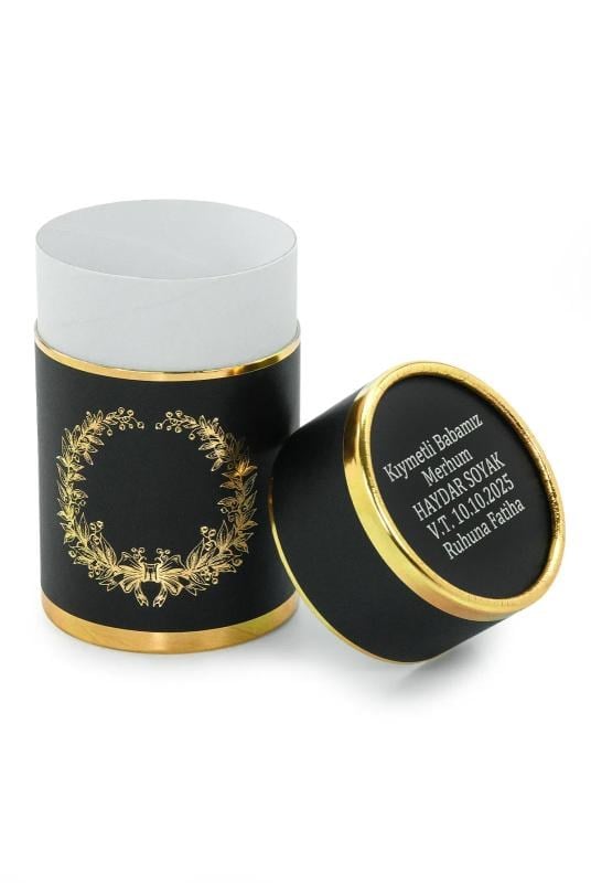 İsim Baskılı Silindir Kutu - Gold Siyah