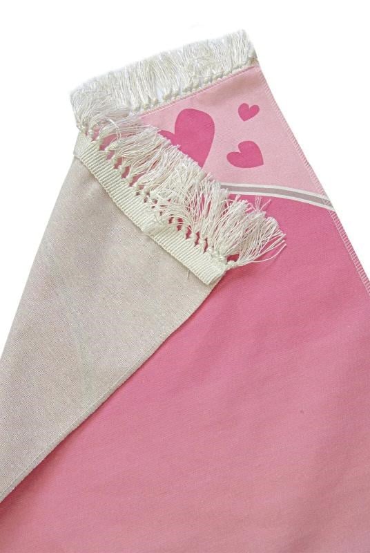 İsme Özel Nakış İşlemeli Kalpli Çocuk Seccadesi Pembe