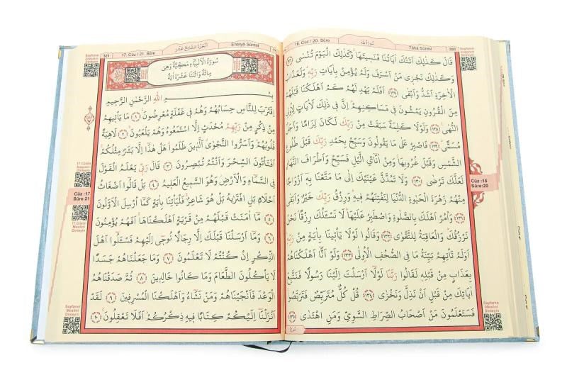 İsme Özel Orta Boy Arapça Kadife Kaplı Kuranı Kerim Mavi