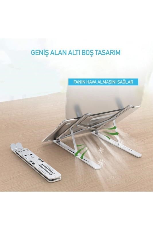 İTHALCİM Taşınabilir Notebook Holder Standı Alüminyum Dizüstü Destek Katlanabilir Macbook Pro Klavye Tutucu