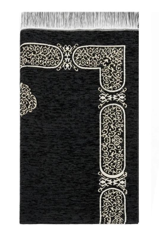 Kabe Desenli Şönil Seccade - Siyah Renk
