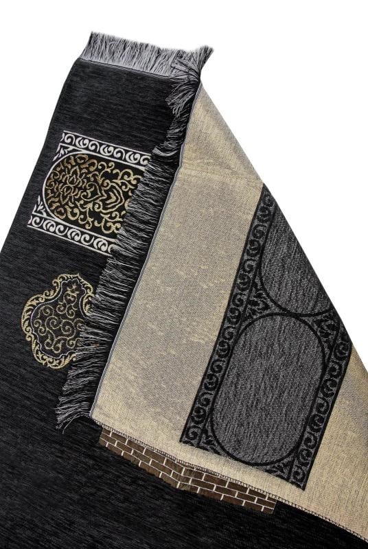 Kabe Motifli Şönil Seccade - Siyah