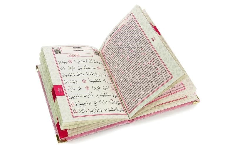 Kadife Kaplı Yasinli Örtülü 3lü set Pembe