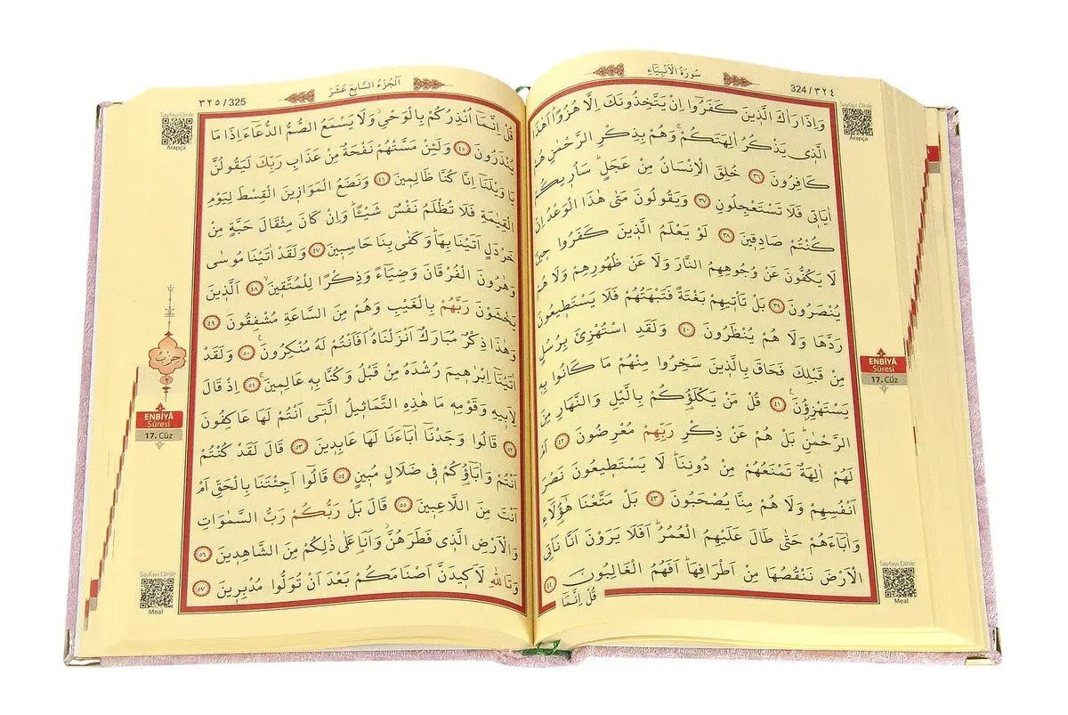 Kadife Keseli Hediyelik Orta Boy Arapça Kuranı Kerim Pembe
