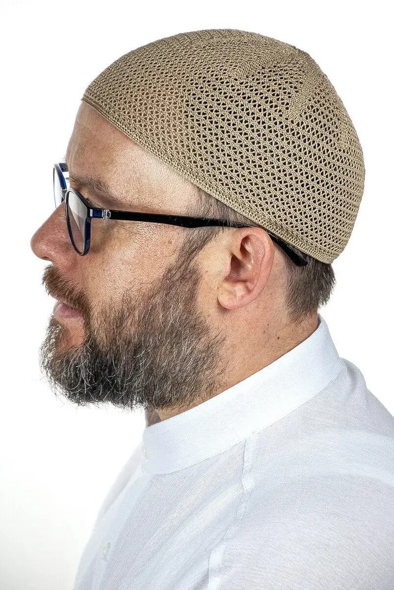 Lüks Çelik Örme Namaz Takkesi Kahverengi 1 Adet