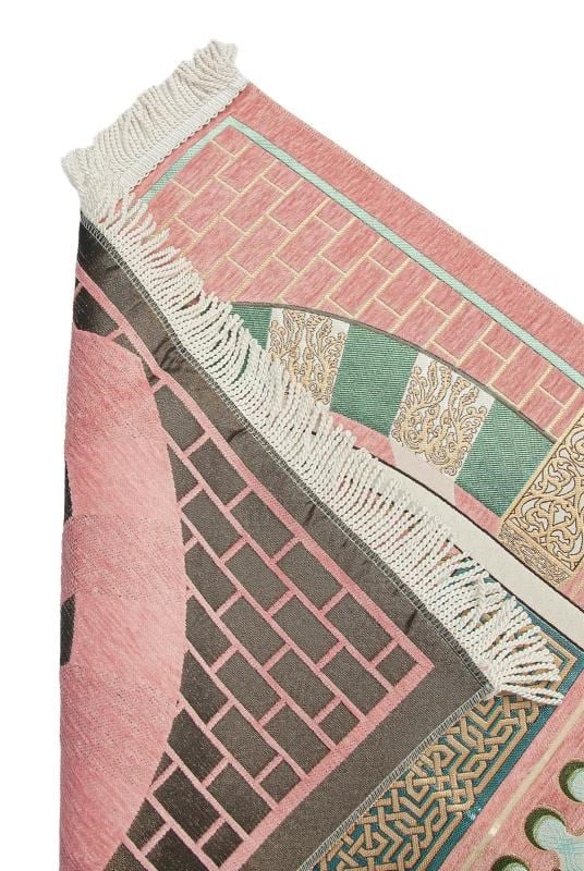 Lüks Mihrap Desenli Şönil Dokuma Seccade Pembe