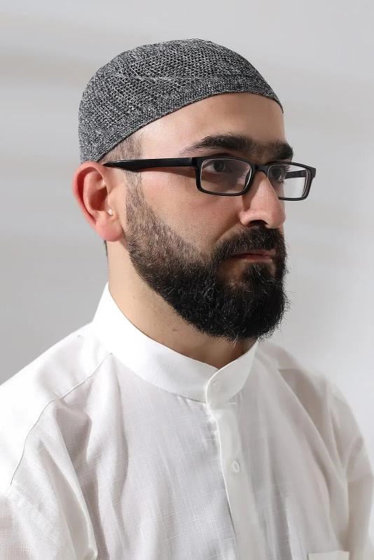 Melanj Dantel Detaylı Örme Gold Namaz Takkesi