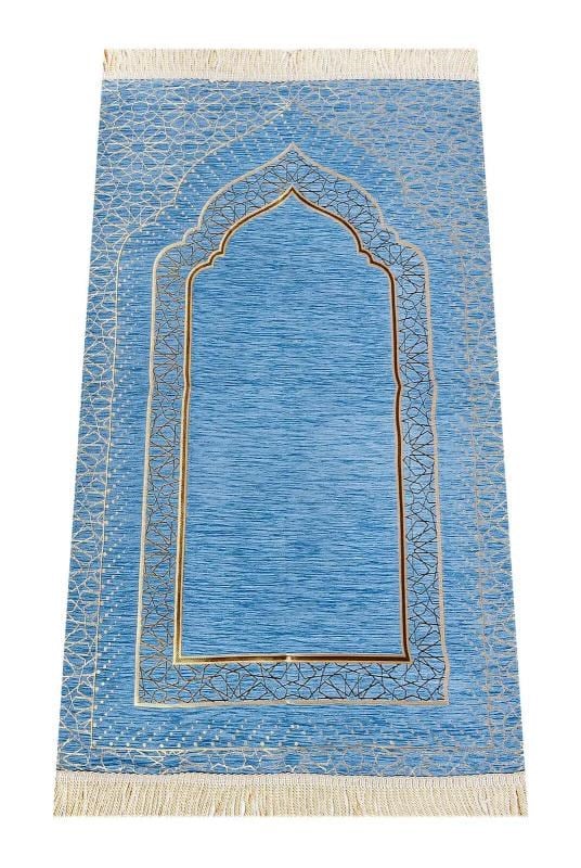 Mihrap Desenli Astarlı Şönil Seccade - Mavi