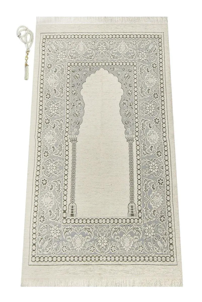 Mihraplı Şönil Lüks Seccade - Gri Renk