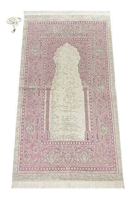 Mihraplı Şönil Lüks Seccade Pembe