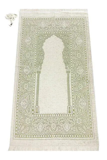 Mihraplı Şönil Lüks Seccade Yeşil