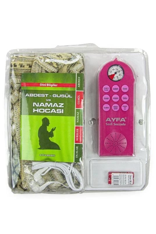 Namaz Hocası Sesli Seccade Seti - Pembe