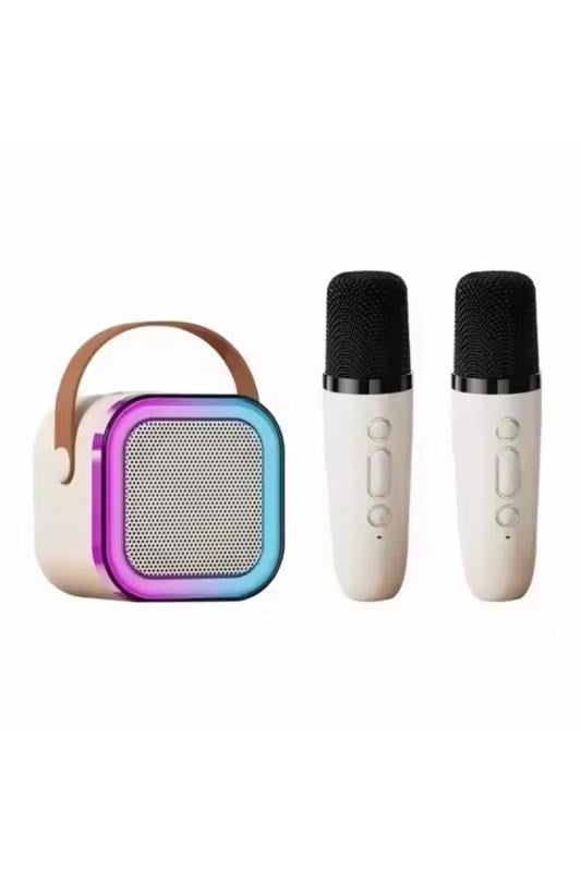 nextbuy Mini Karaoke Bluetooth Hoparlör 2x Kablosuz Mikrofonlu Rgb Led Işıklı 5 Efektli Şarjlı Ses Bombası
