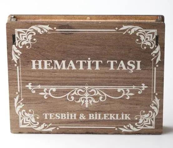 Özel Kutulu Doğal Hematit Taşı Tesbih ve Bileklik Seti