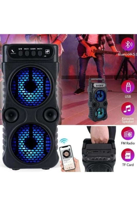 resolut Bluetooth Hoparlör Parti Hoparlörü Karaoke Mikrofon Hediyeli Işıklı Ses Bombası Radyo Usb Sd Girişli
