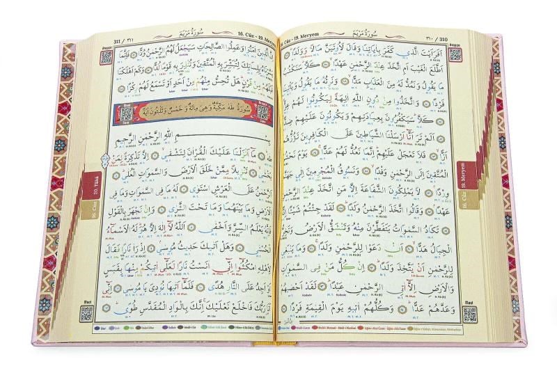 Satır Altı Tecvidli Kuranı Kerim - Bilgisayar Hatlı - Rahle Boy -  Açık Pembe Renk - Seda Yayınları