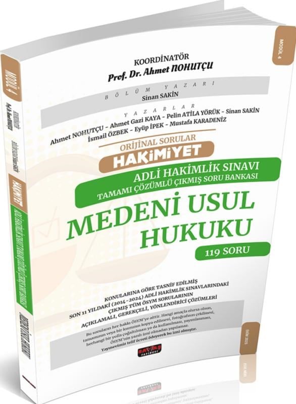 Savaş Orijinal Sorular Hakimiyet Adli Hakimlik Sınavı Medeni Usul Hukuku Çıkmış Soru Bankası