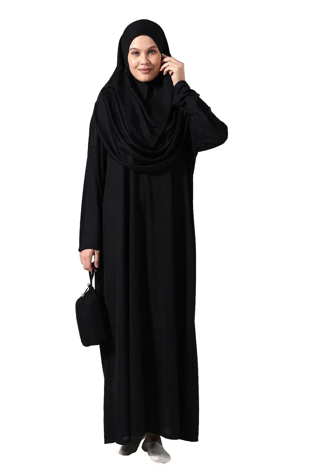 Tek Parça Namaz Elbisesi - Siyah - 5015