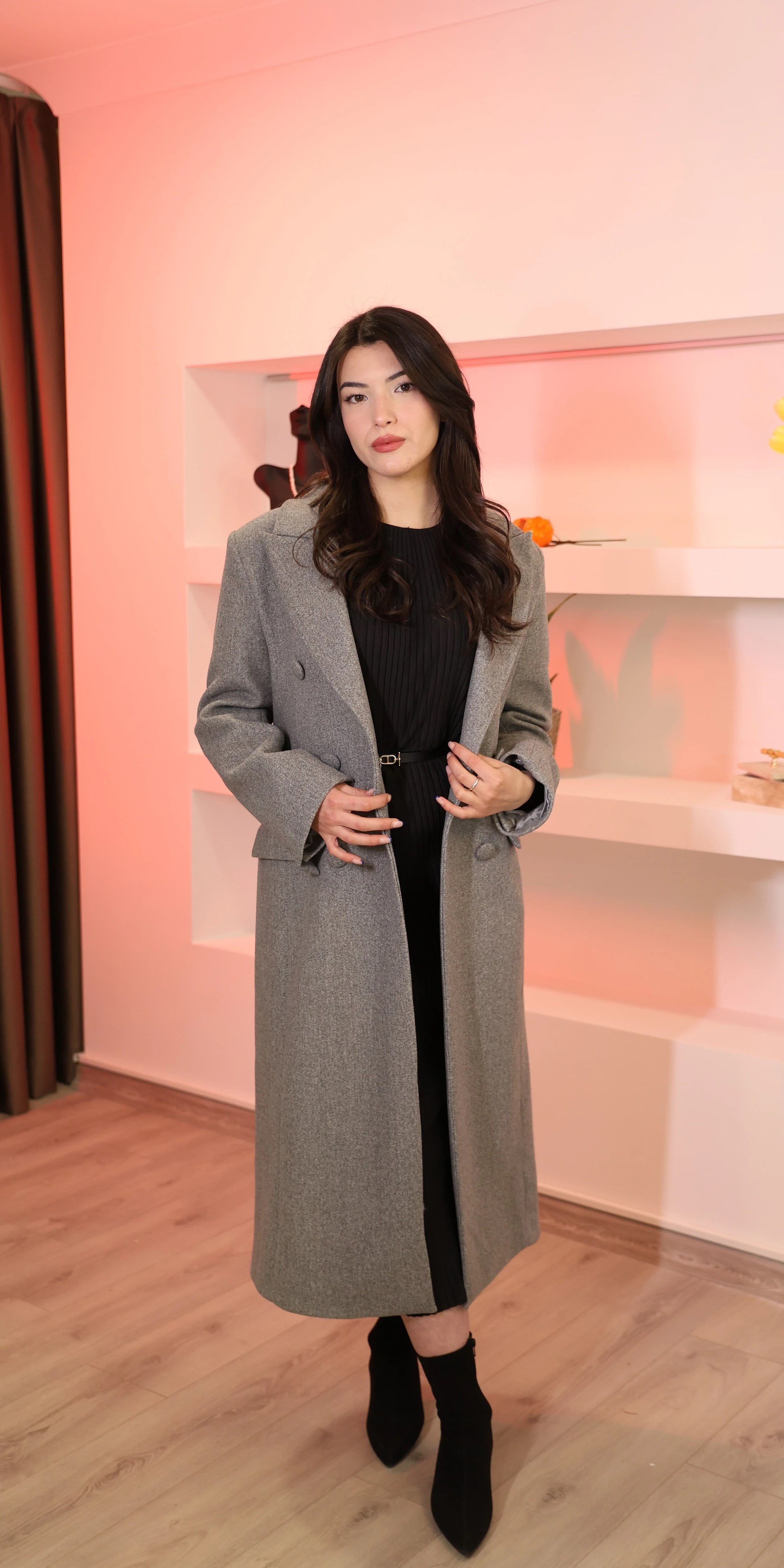 Gri Gabardin Kumaş Kaban