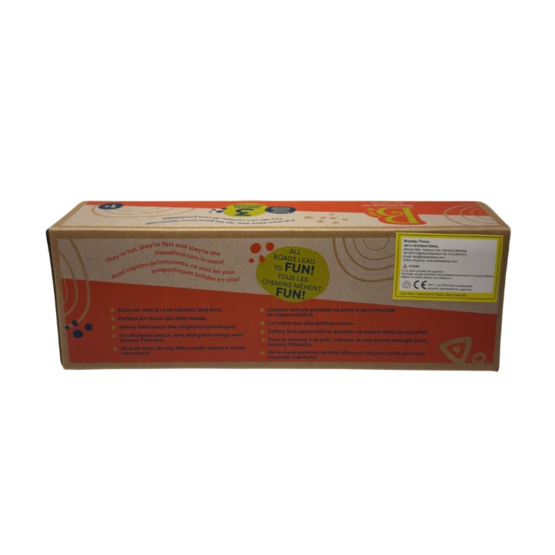 B.Toys 3'lü Mini Çek-Bırak Araba Seti - Polis/Retro Van/Jeep