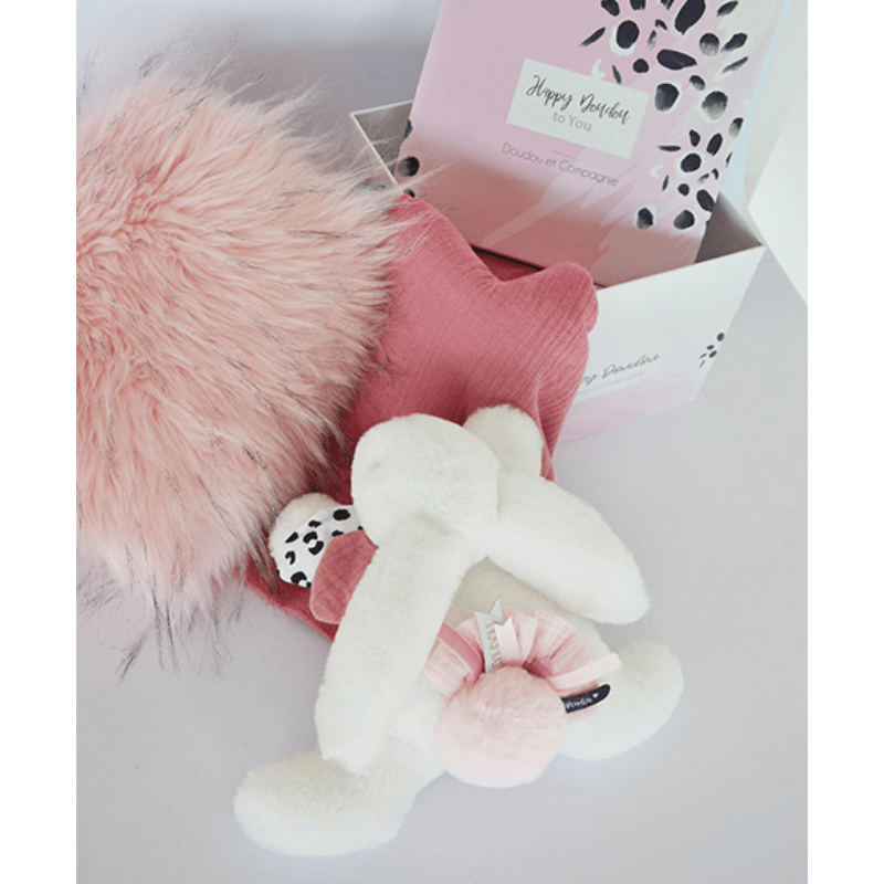 Doudou Toz Pembe Ponpon Tavşan 25 cm