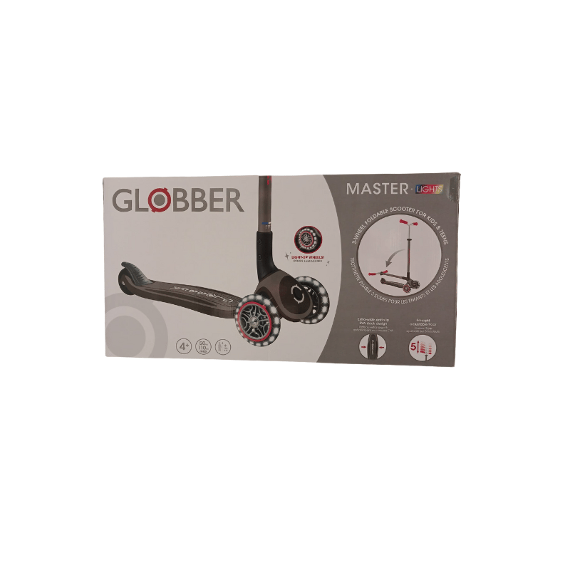 Globber Master Işıklı Katlanabilir Scooter - Siyah / Kırmızı