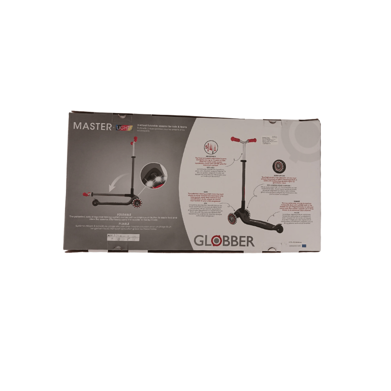 Globber Master Işıklı Katlanabilir Scooter - Siyah / Kırmızı