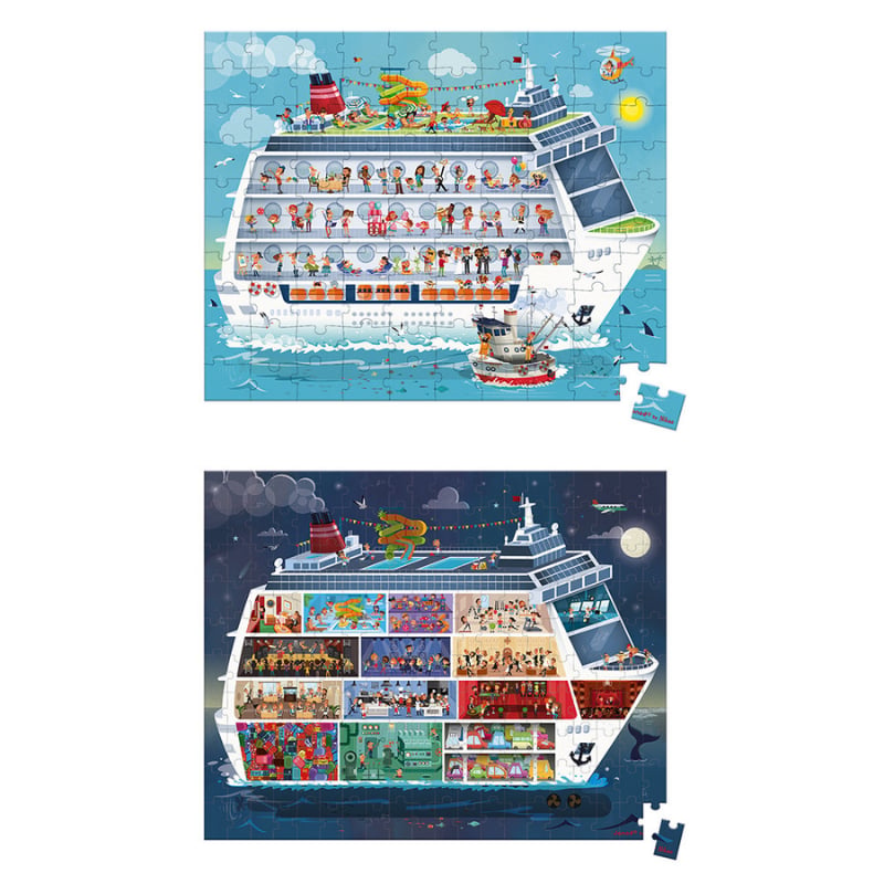 Janod 100 ve 200 Parça İkili Puzzle - Gemi