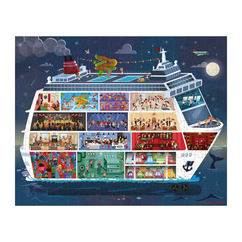 Janod 100 ve 200 Parça İkili Puzzle - Gemi