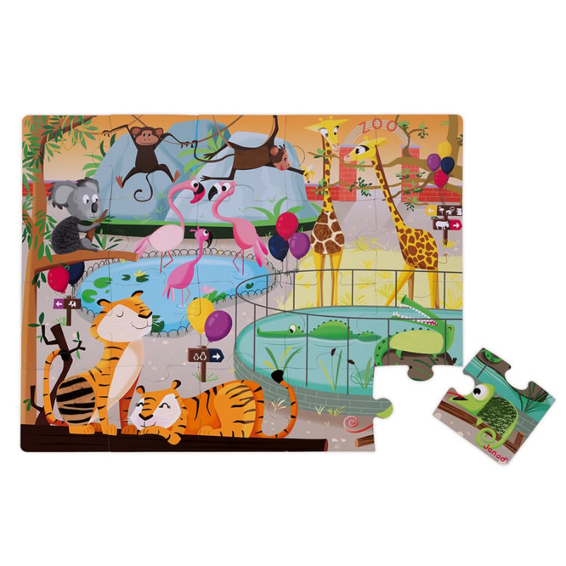 Janod 20 Parça Dokun Hisset Puzzle - Hayvanat Bahçesi