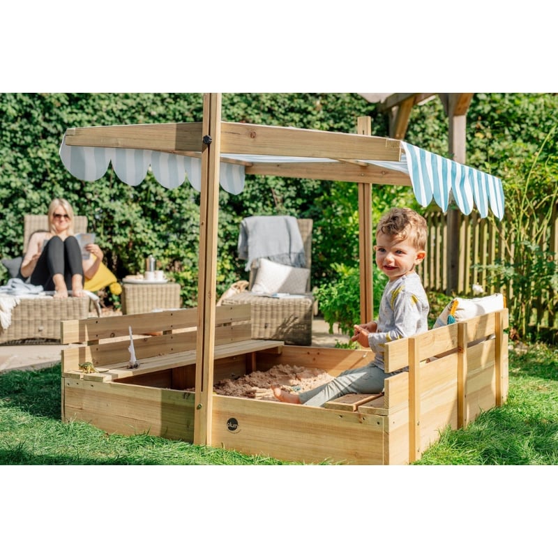 Plum Gölgelikli Ahşap Kum Havuzu