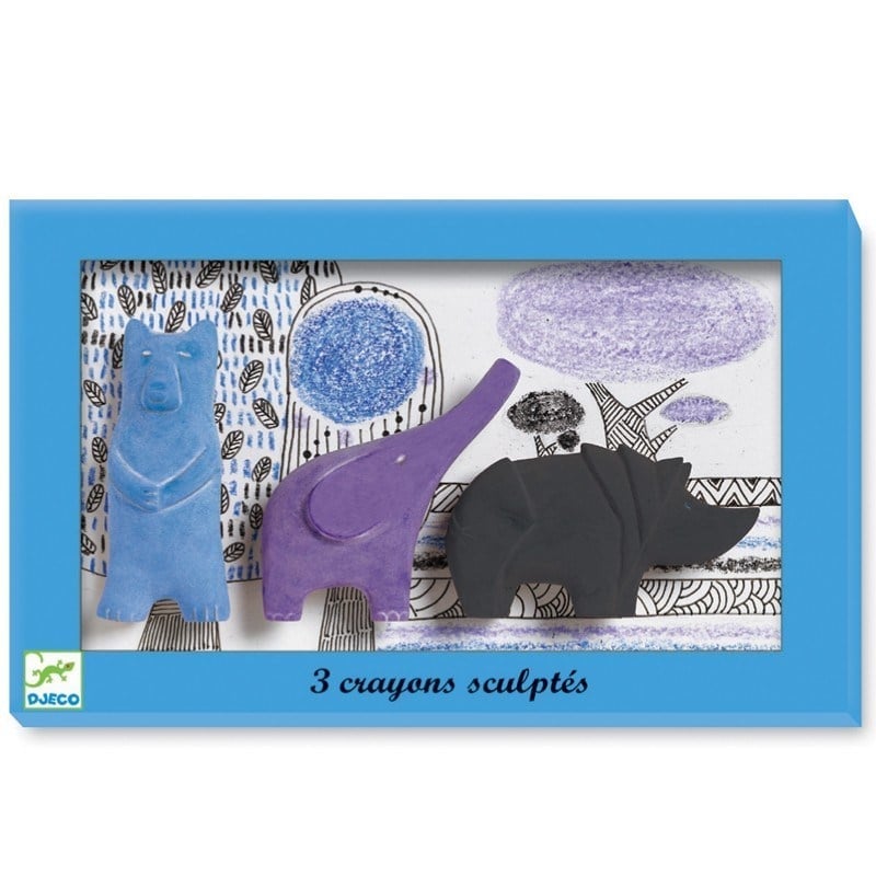 Sculptured Pencils Bear, Elephant, Rhinoceros