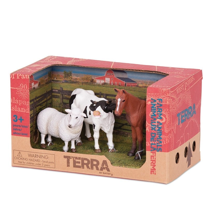 Terra Çiftlik Hayvanları 3'lü Set Koyun, Boğa ve At