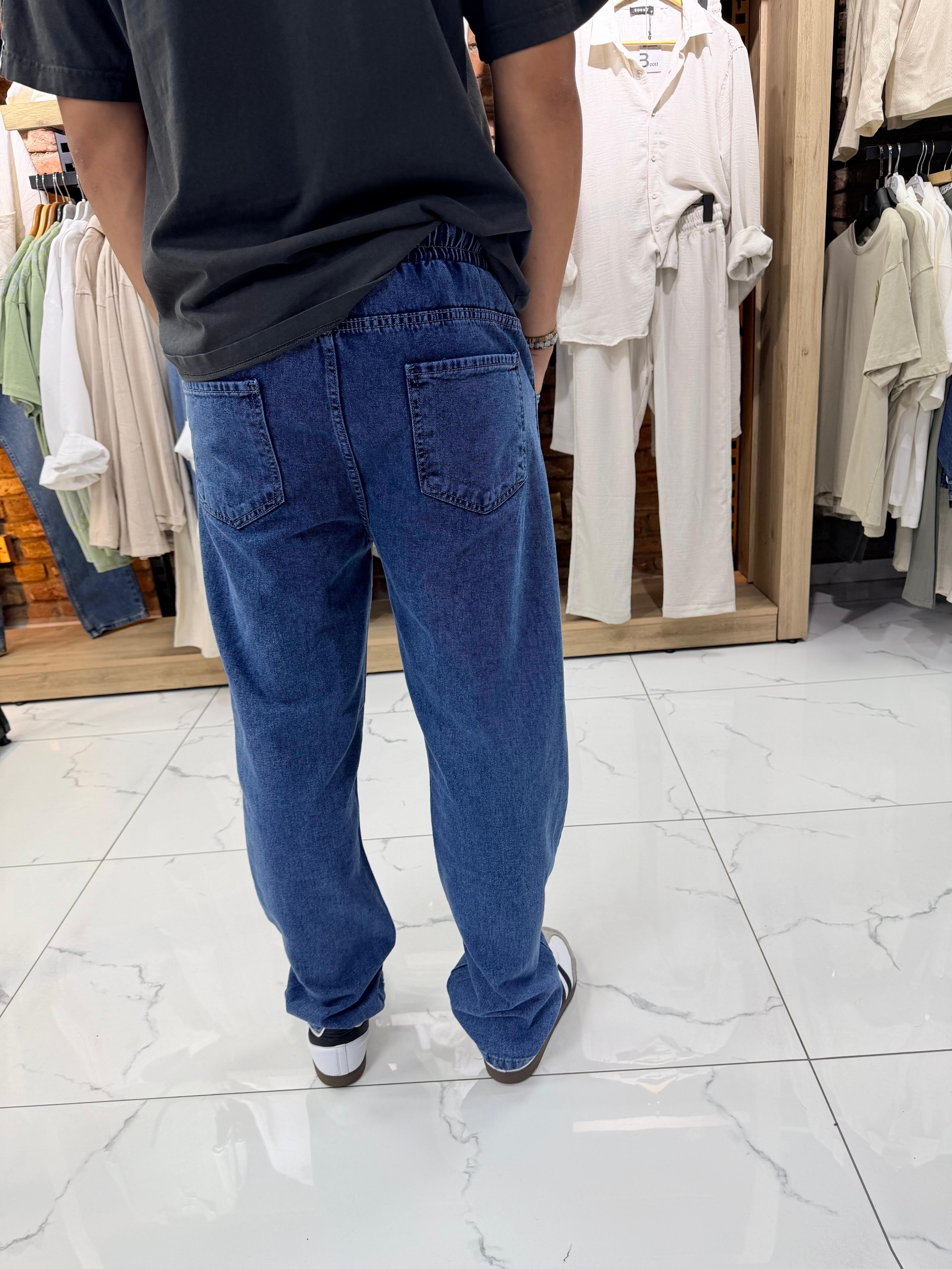 AMBLEMLİ BAGGY KOT PANTOLON 378