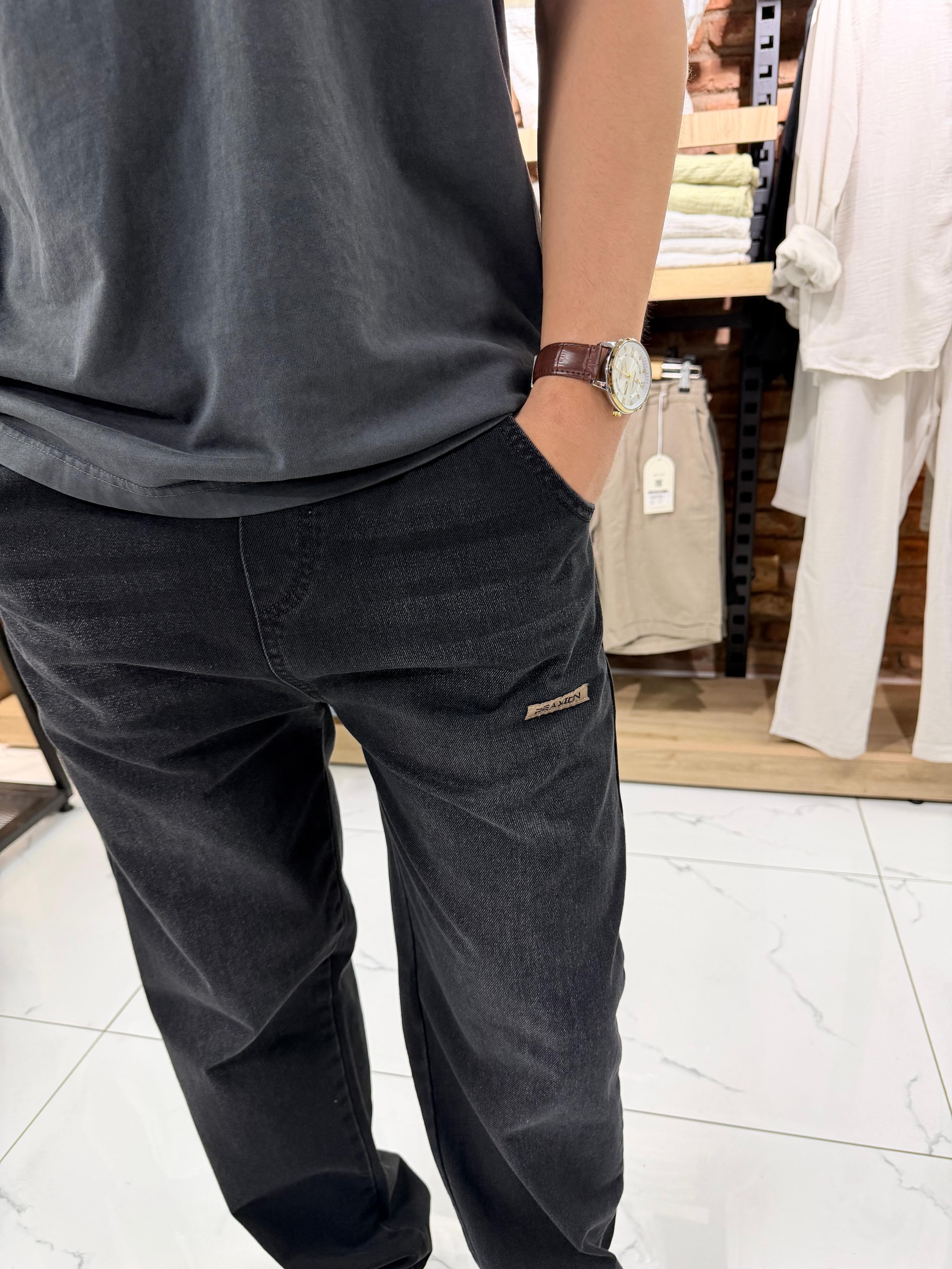 AMBLEMLİ BAGGY KOT PANTOLON 462