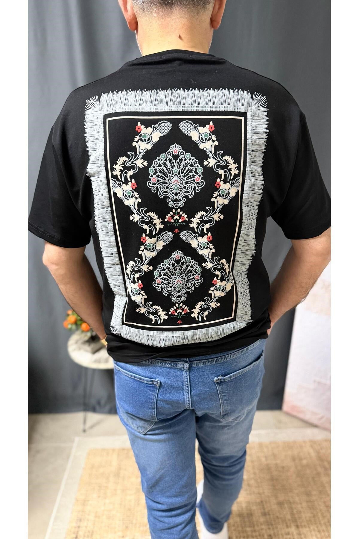 ARKASI BASKILI OVERSİZE TİŞÖRT (5665)