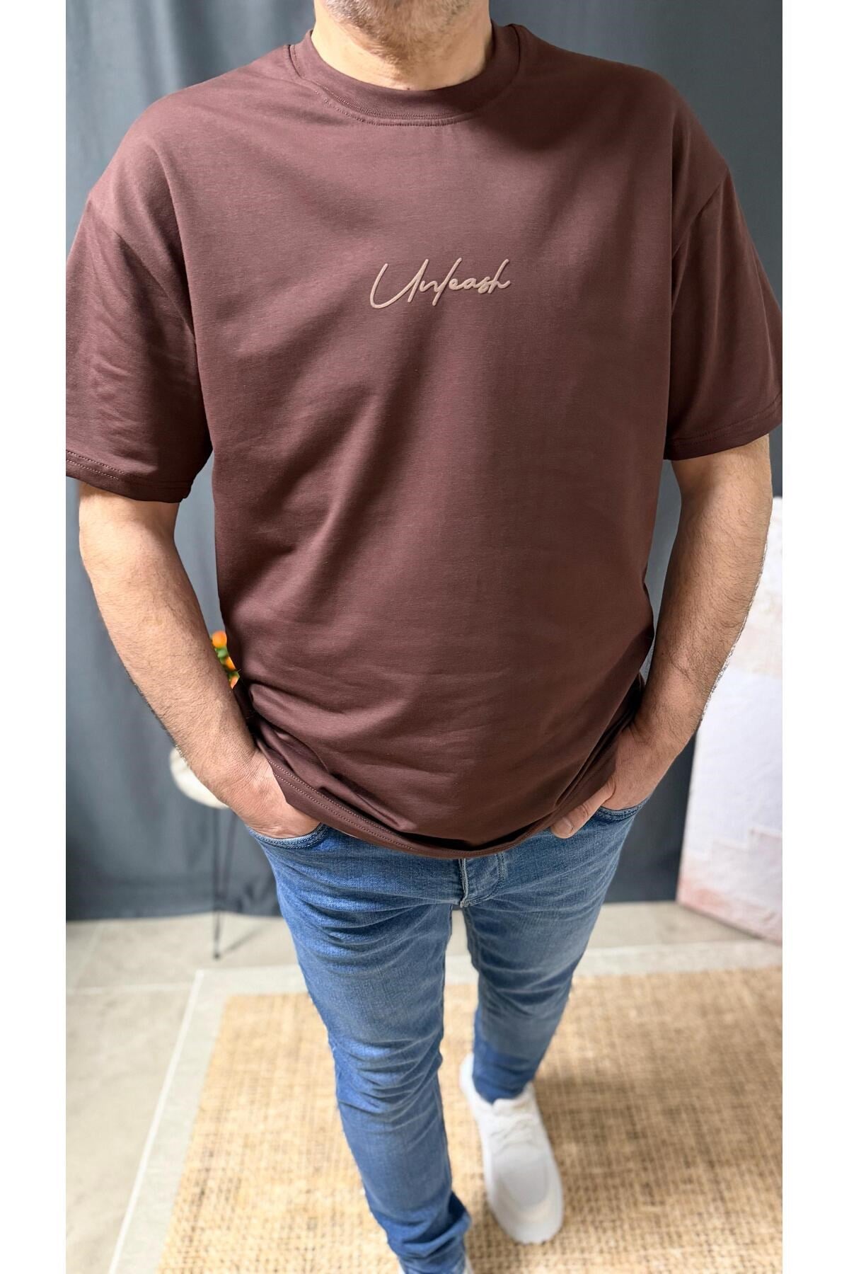 ARKASI BASKILI OVERSİZE TİŞÖRT (5665)