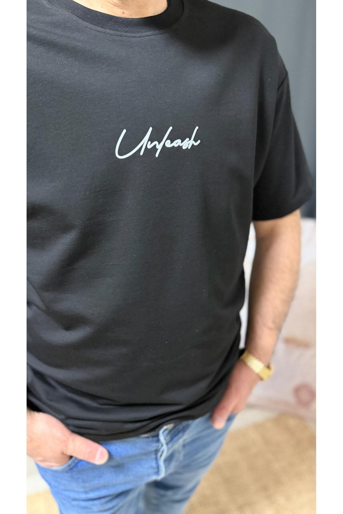 ARKASI BASKILI OVERSİZE TİŞÖRT (5665)