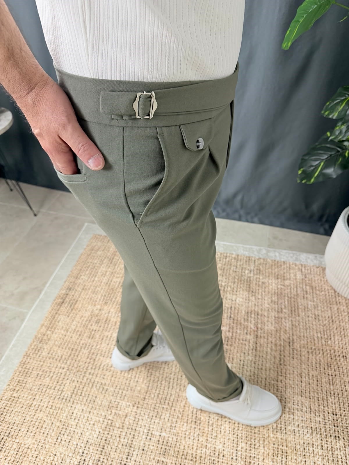 BELİ KEMERLİ DUBLE PAÇA PANTOLON