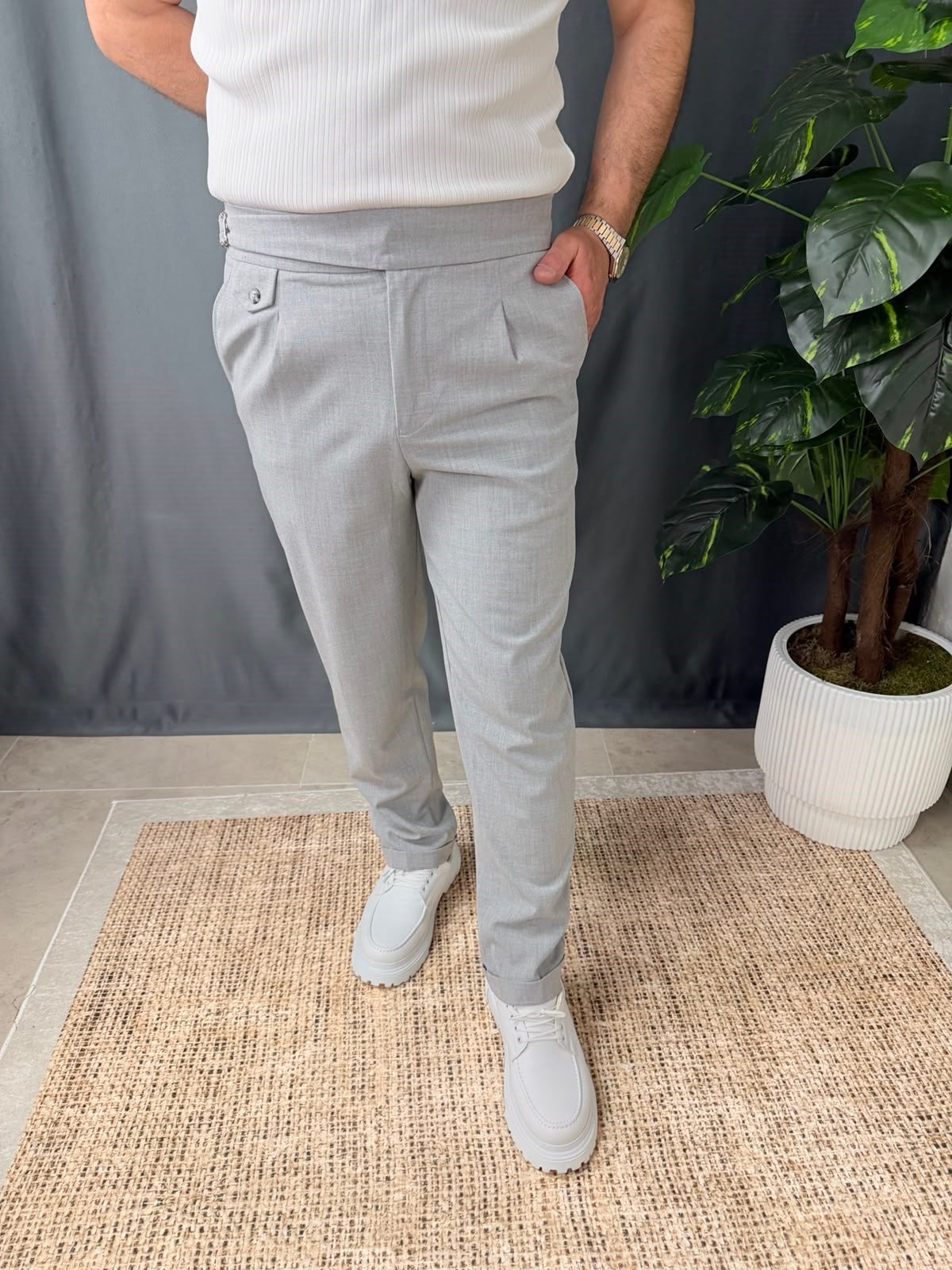 BELİ KEMERLİ DUBLE PAÇA PANTOLON